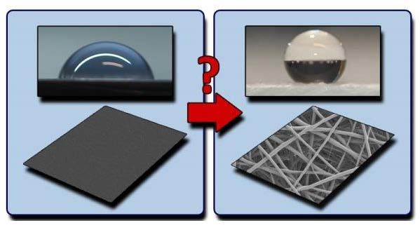 Roughness and Fiber Fraction Dominated Wetting of Electrospun Fiber-Based Porous Meshes